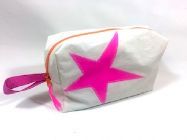 Segeltuch Kulturtasche mit pinken Stern groß